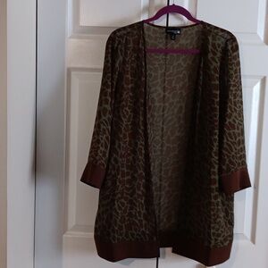 Brown and Olive Green Animal Print Duster
